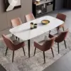 106403-9d490d.webp Luxury Minimalist Modern Dining Chair with Armrests - Ergonomic PU Leather Office & Kitchen Seating