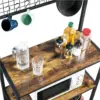 106407-09e8f1.webp 67" Rustic Brown Wooden Kitchen Bakers Rack with Storage Shelves & Hooks