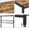 106407-22b114.webp 67" Rustic Brown Wooden Kitchen Bakers Rack with Storage Shelves & Hooks