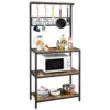 106407-30a6f0.webp 67" Rustic Brown Wooden Kitchen Bakers Rack with Storage Shelves & Hooks