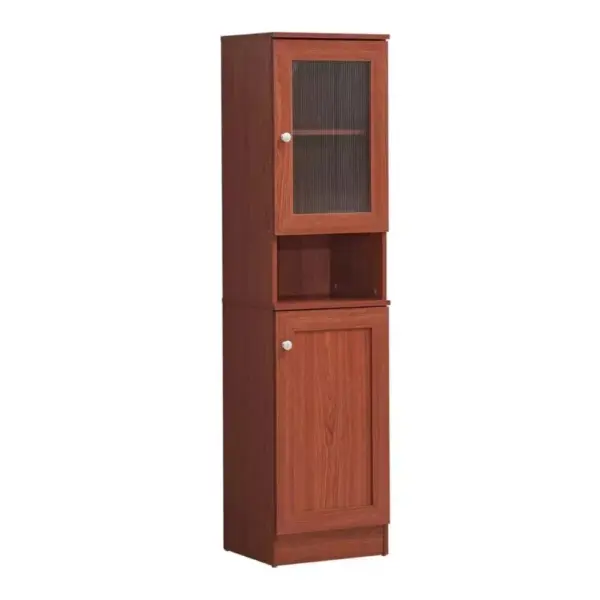 106408-209c07.webp Slim Tall Storage Cabinet with Open Shelf & Enclosed Space for Kitchen and Living Room