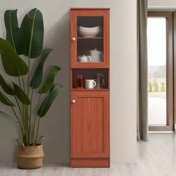 106408-211860.webp Slim Tall Storage Cabinet with Open Shelf & Enclosed Space for Kitchen and Living Room