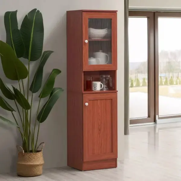 106408-45a9b0.webp Slim Tall Storage Cabinet with Open Shelf & Enclosed Space for Kitchen and Living Room