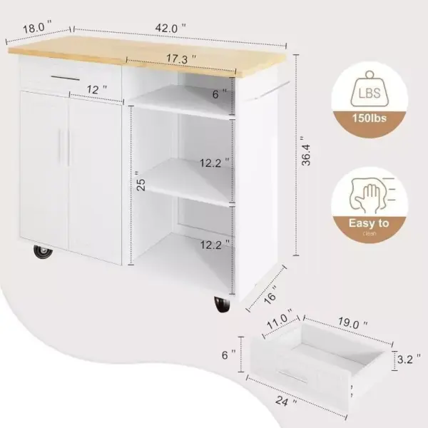 106410-235722.webp Versatile White Kitchen Island Cart with Storage and Wheels