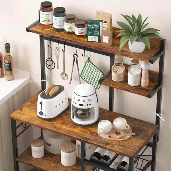 106447-1eca19.webp 5-Tier Kitchen Baker's Rack with Wire Baskets and Wine Storage
