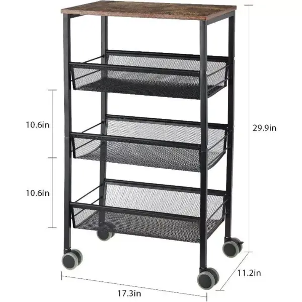 106450-41e6af.webp 4-Tier Rolling Kitchen Storage Cart with Wooden Shelves & Lockable Wheels