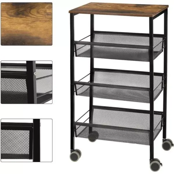 106450-c80de2.webp 4-Tier Rolling Kitchen Storage Cart with Wooden Shelves & Lockable Wheels