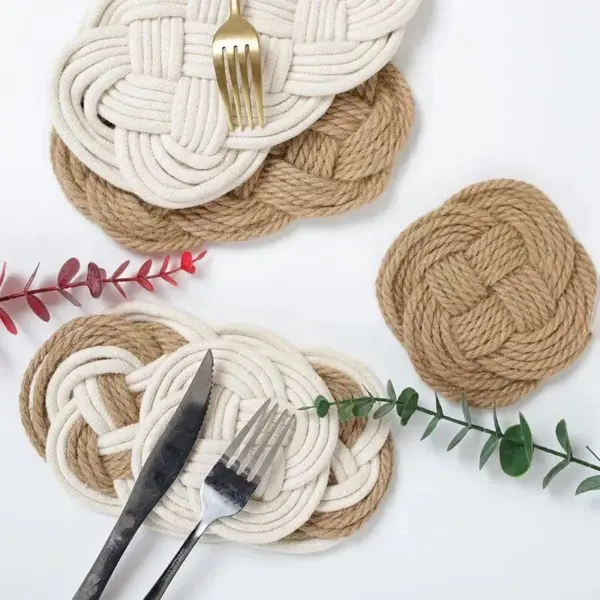 106456-31b136.webp Handmade Woven Cotton & Jute Table Mat Set - Elegant Kitchen Decor