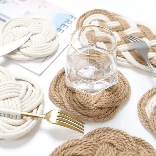 106456-810b21.webp Handmade Woven Cotton & Jute Table Mat Set - Elegant Kitchen Decor