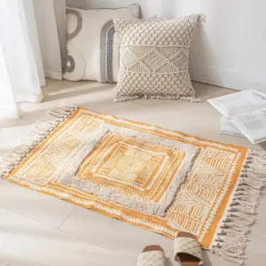 107196-79cd6c.webp Bohemian Cotton Linen Woven Tassel Rug