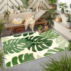 107205-4ae8ce.webp Tropical Green Plant Plush Rug