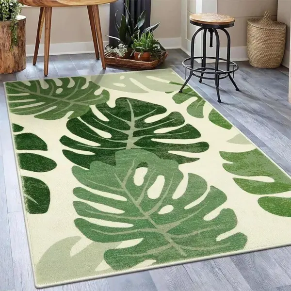 107205-97cf19.webp Tropical Green Plant Plush Rug