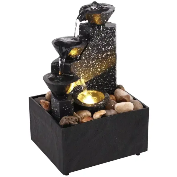 107852-a30048.webp Tranquil Tabletop Waterfall Fountain with Soft LED Lights and Natural Ambience