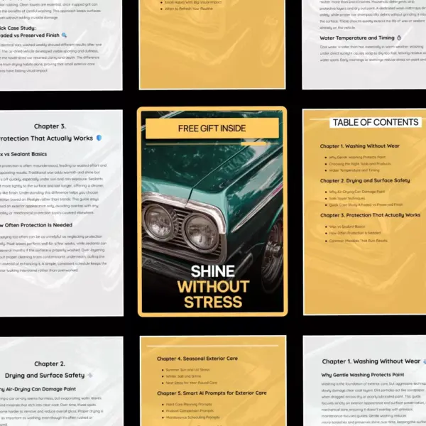 110918-dc0ec9.webp Shine Without Stress – Car Exterior Care Guide, Easy Car Wash & Paint Protection eBook, Auto Detailing Checklist, Smart AI Prompts for Paint Care