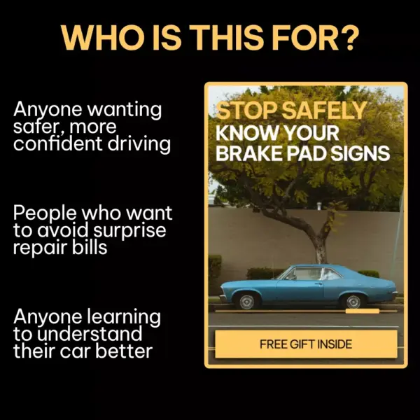 Stop Safely: Know Your Brake Pad Signs | Printable Checklist for Car Owners | Digital Download | signs of worn brake pads Guide