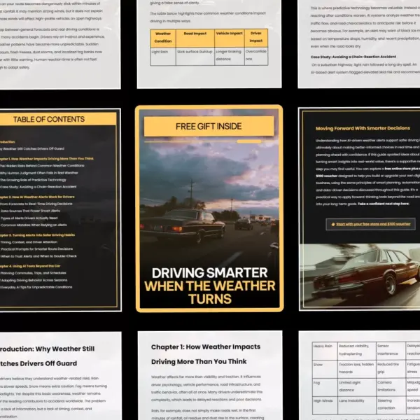 Driving Smarter When the Weather Turns | AI Alerts for Weather-Related Driving eBook | Smart Driving Safety Guide for Modern Drivers